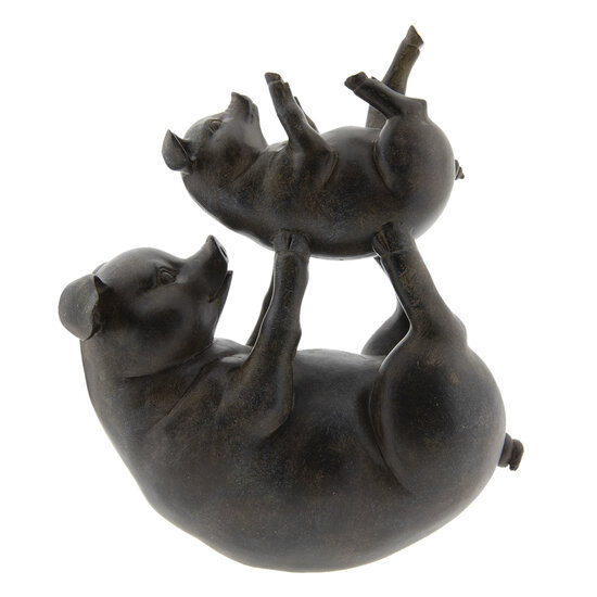 Clayre & Eef | Decoratie Beeld Varken Grijs 27x13x32 cm | 6PR2429