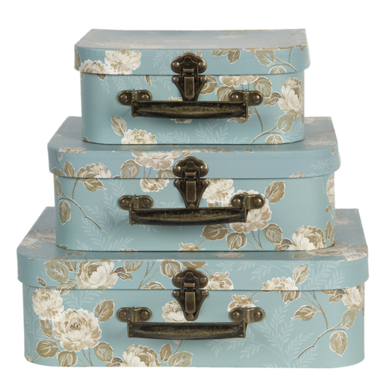 Clayre & Eef | Decoratie koffer Set van 3 Groen 30x21x9/25x18x9/20x16x8 cm | 64753
