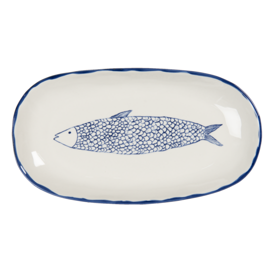Clayre & Eef | Decoratief Dienblad Beige Blauw 30x16x3 cm | 6CE1245