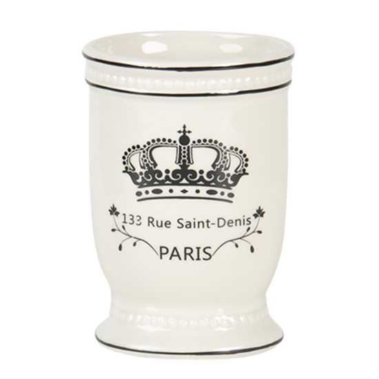 Clayre & Eef | Badkamerset Set van 4 Kroon Beige 15x10x2 cm/7x6x19 cm/7x6x11 cm/7x6x11 cm | 64774
