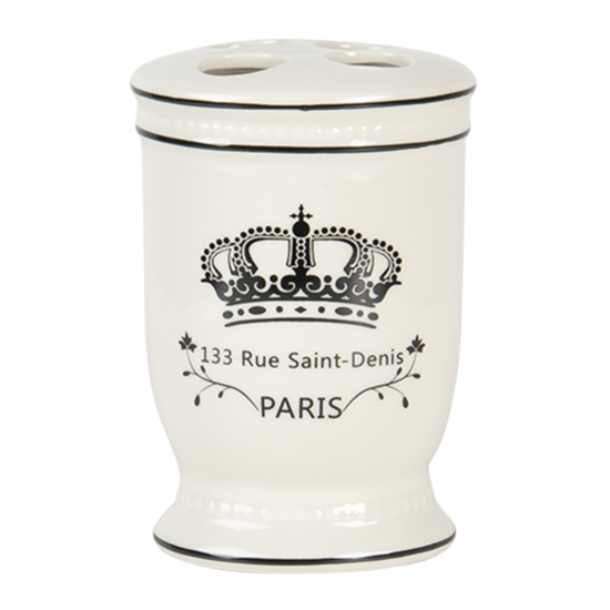 Clayre & Eef | Badkamerset Set van 4 Kroon Beige 15x10x2 cm/7x6x19 cm/7x6x11 cm/7x6x11 cm | 64774