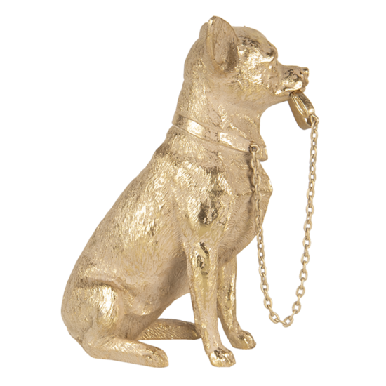 Clayre & Eef | Decoratie Hond Goudkleurig 13x9x18 cm | 6PR3429