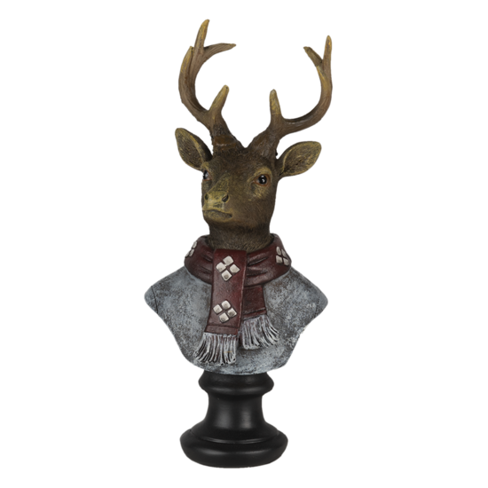 Clayre & Eef | Decoratie Beeld Hert Bruin 10x9x23 cm | 6PR4611