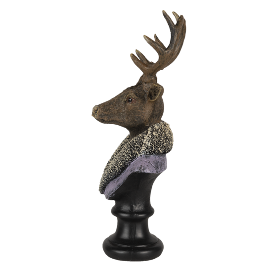 Clayre & Eef | Decoratie Beeld Hert Bruin, Paars 10x9x23 cm | 6PR4612