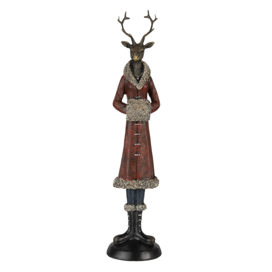 Clayre & Eef | Decoratie Beeld Hert Rood 8x8x35 cm | 6PR4618