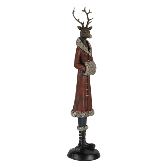 Clayre & Eef | Decoratie Beeld Hert Rood 8x8x35 cm | 6PR4618