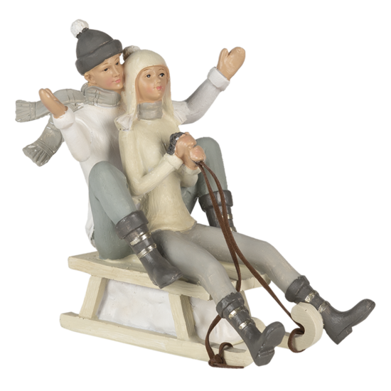 Clayre & Eef | Decoratie Beeld Paar Grijs, Wit 19x14x17 cm | 6PR4660