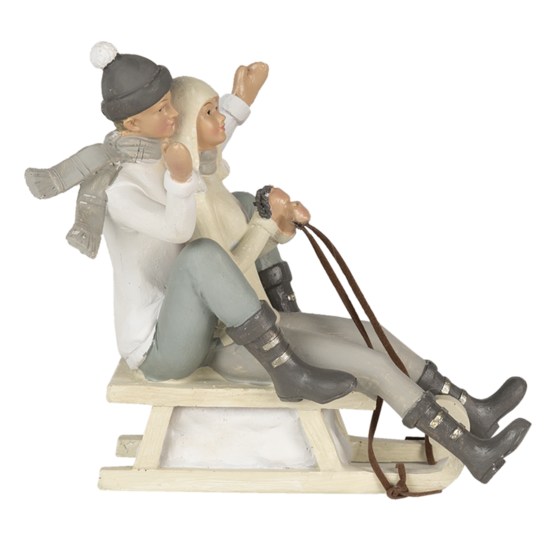 Clayre & Eef | Decoratie Beeld Paar Grijs, Wit 19x14x17 cm | 6PR4660