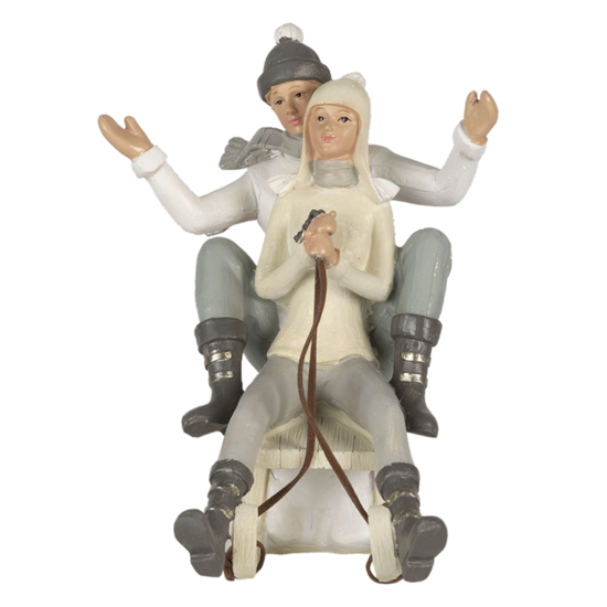 Clayre & Eef | Decoratie Beeld Paar Grijs, Wit 19x14x17 cm | 6PR4660