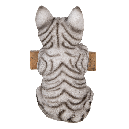 Clayre & Eef | Decoratie Beeld Kat Wit, Grijs 12x9x19 cm | 6PR3367