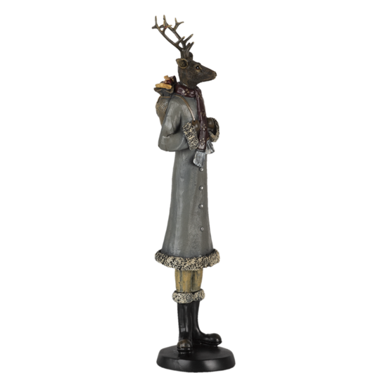 Clayre & Eef | Decoratie Beeld Hert Grijs 9x8x36 cm | 6PR4619