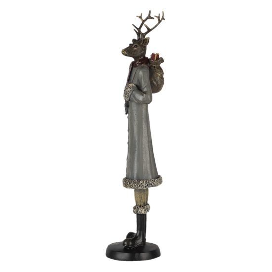 Clayre & Eef | Decoratie Beeld Hert Grijs 9x8x36 cm | 6PR4619