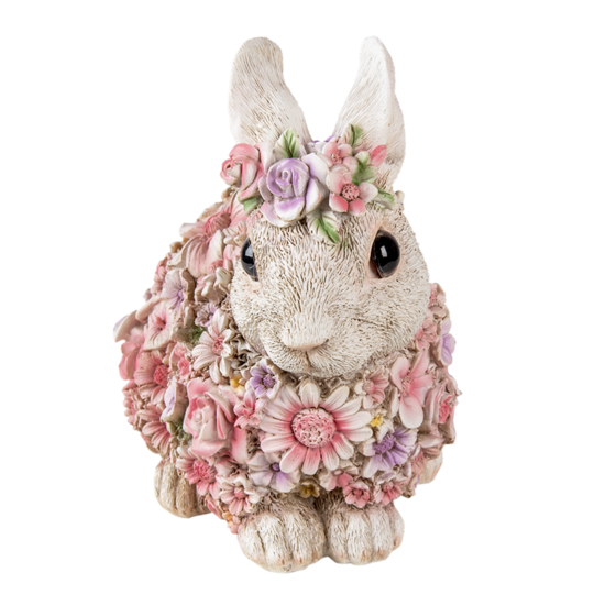 Clayre & Eef | Decoratie Beeld Konijn Wit, Roze 19x12x18 cm | 6PR3333