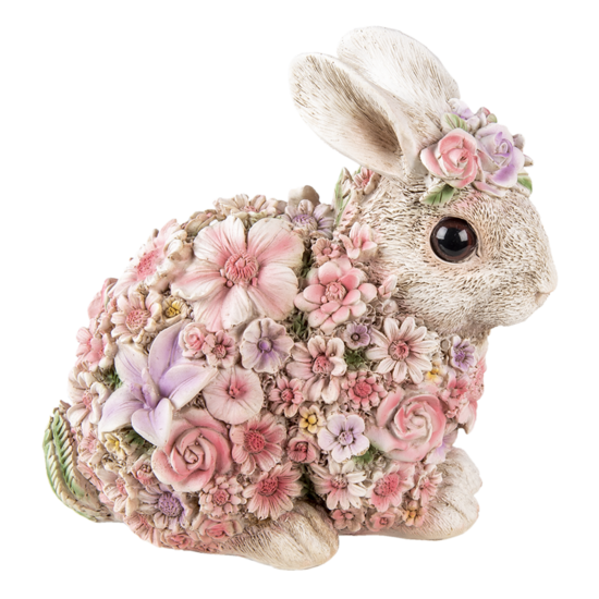Clayre & Eef | Decoratie Beeld Konijn Wit, Roze 19x12x18 cm | 6PR3333