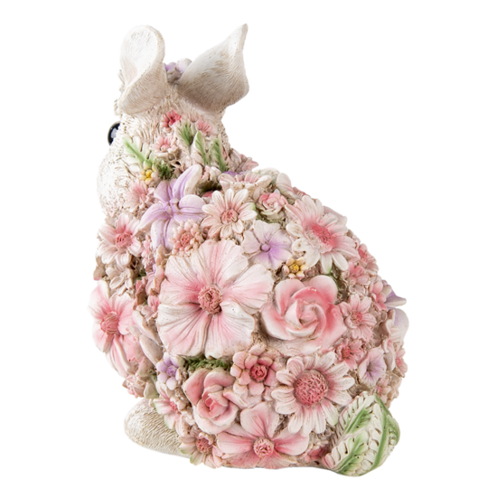 Clayre & Eef | Decoratie Beeld Konijn Wit, Roze 19x12x18 cm | 6PR3333