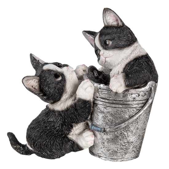 Clayre & Eef | Decoratie Beeld Katten Zwart, Wit 23x13x18 cm | 6PR3335