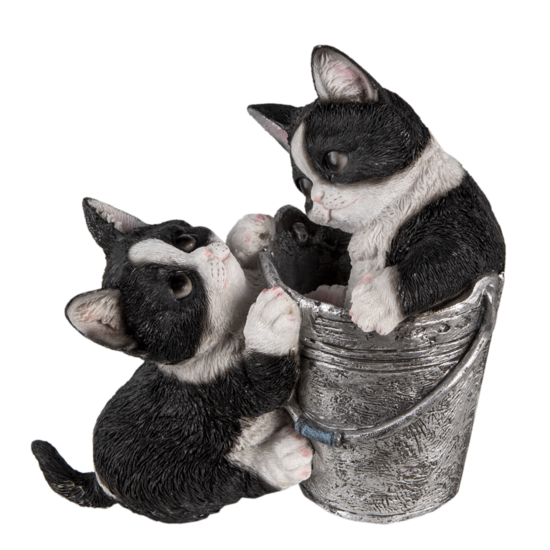 Clayre & Eef | Decoratie Beeld Katten Zwart, Wit 23x13x18 cm | 6PR3335