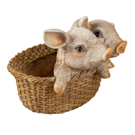 Clayre & Eef | Decoratie Beeld Varken Bruin Roze 11x11x16 cm | 6PR3337