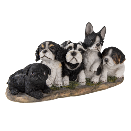 Clayre & Eef | Decoratie Beeld Honden Zwart, Wit 33x12x17 cm | 6PR3340