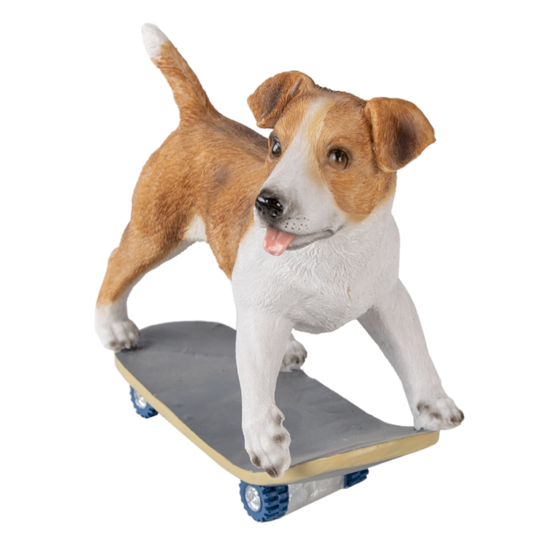 Clayre & Eef | Decoratie Beeld Hond Bruin, Wit 18x9x18 cm | 6PR3349