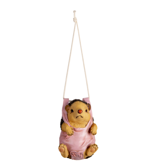 Clayre & Eef | Decoratie Hanger Egel Bruin, Roze 13x10x17 cm | 6PR3377