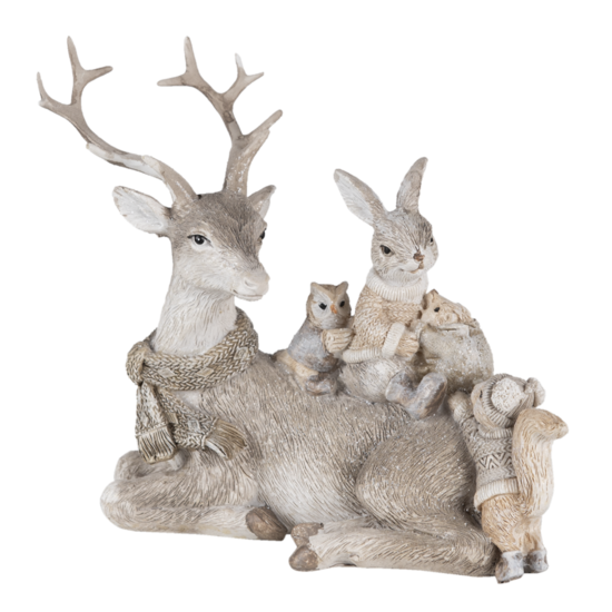 Clayre & Eef | Decoratie Beeld Hert Grijs 20x10x16 cm | 6PR4651