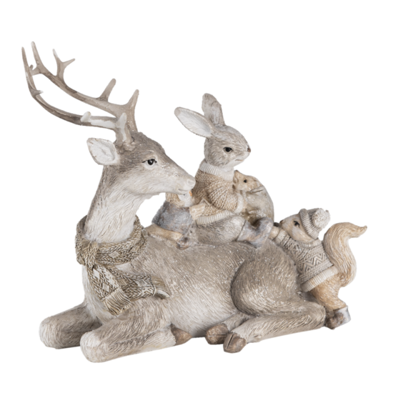 Clayre & Eef | Decoratie Beeld Hert Grijs 20x10x16 cm | 6PR4651