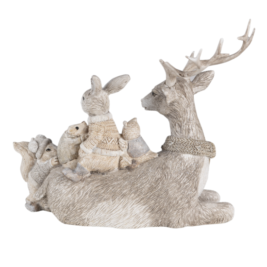 Clayre & Eef | Decoratie Beeld Hert Grijs 20x10x16 cm | 6PR4651