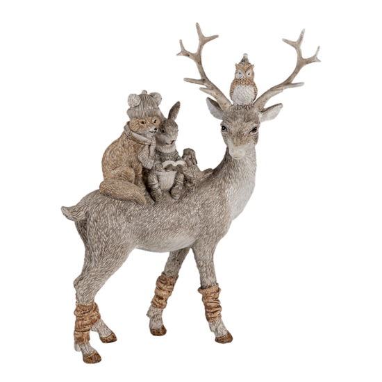 Clayre & Eef | Decoratie Beeld Hert Grijs 20x8x25 cm | 6PR4652