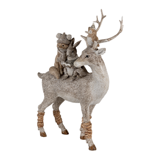 Clayre & Eef | Decoratie Beeld Hert Grijs 20x8x25 cm | 6PR4652