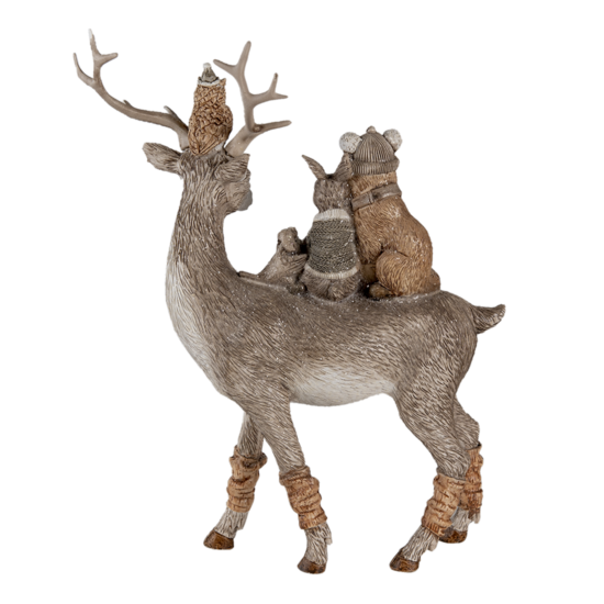 Clayre & Eef | Decoratie Beeld Hert Grijs 20x8x25 cm | 6PR4652
