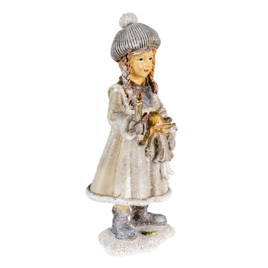 Clayre & Eef | Decoratie Beeld Meisje Grijs, Wit 8x7x19 cm | 6PR4667
