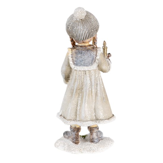 Clayre & Eef | Decoratie Beeld Meisje Grijs, Wit 8x7x19 cm | 6PR4667