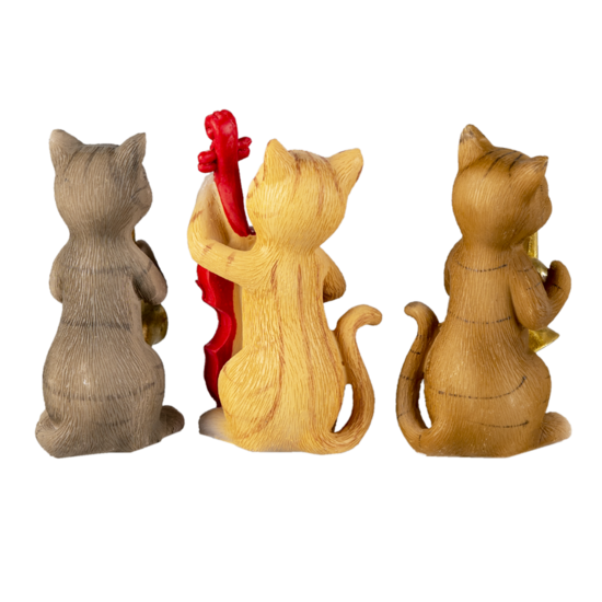 Clayre & Eef | Decoratie Beeld Set van 3 Katten Beige, Bruin, Grijs 4x6x10 cm | 6PR4683