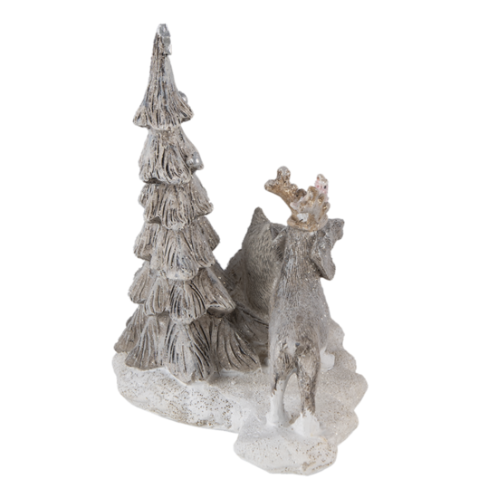 Clayre & Eef | Decoratie Beeld Kat en Hond Grijs, Beige, Wit 16x10x15 cm LED | 6PR4631