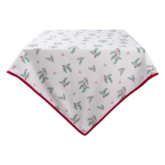 Clayre & Eef | Vierkant Tafelkleed Wit, Rood, Groen 100x100 cm | HCH01