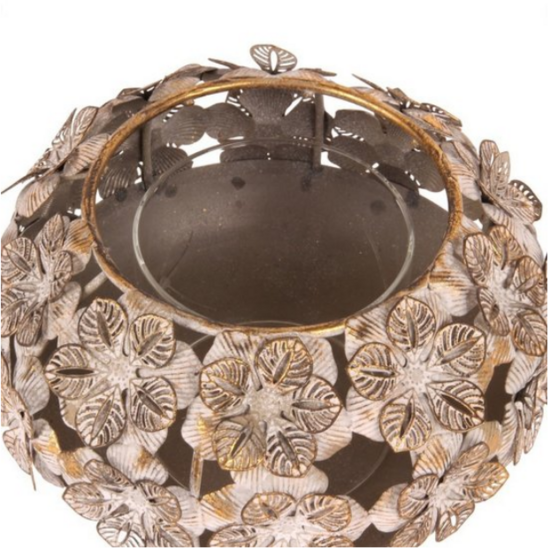 Windlicht bloemen Ø 17 cm goud ijzer | Dutch Style | 11347404 3