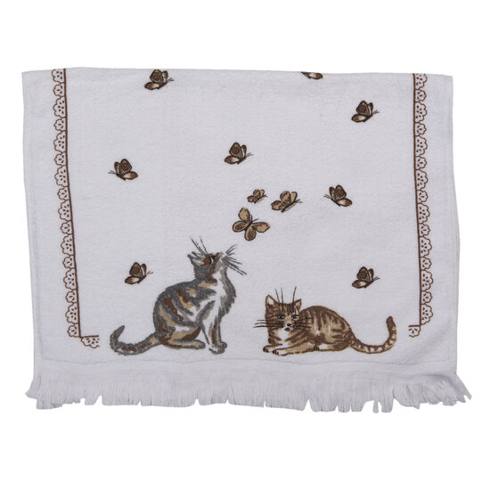 Clayre &amp; Eef   | Gastendoekje Wit, Bruin, Zwart 40x66 cm | CT014
