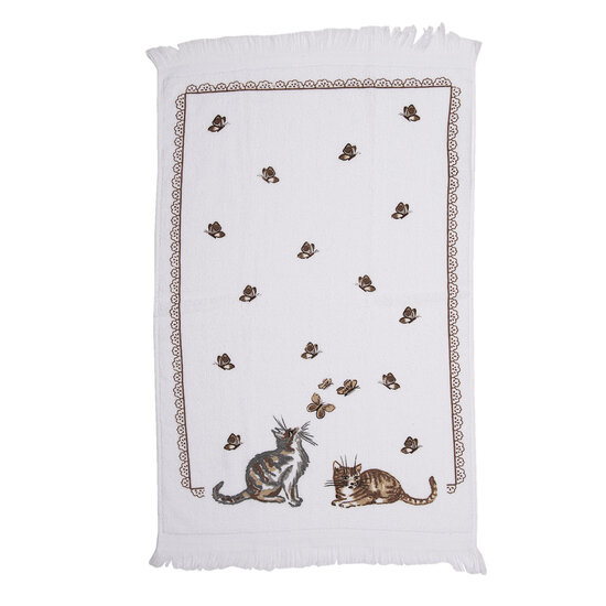 Clayre &amp; Eef   | Gastendoekje Wit, Bruin, Zwart 40x66 cm | CT014