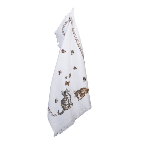 Clayre &amp; Eef   | Gastendoekje Wit, Bruin, Zwart 40x66 cm | CT014