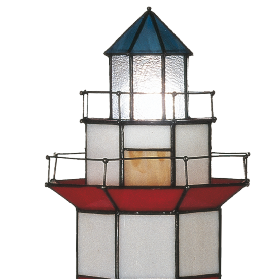 Clayre & Eef | Tiffany Tafellamp Vuurtoren Rood, Wit ø 21x56 cm E14/max 2x25W | 5LL-1166