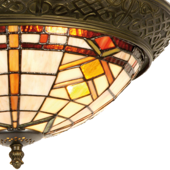 Clayre & Eef | Plafondlamp Tiffany Bruin, Beige ø 38x19 cm E14/max 2x40W | 5LL-5349