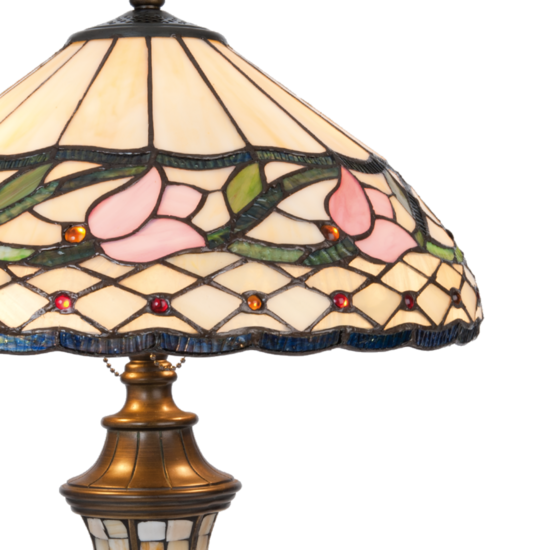 Clayre & Eef | Tiffany Tafellamp Beige, Roze ø 40x60 cm E27/max 2x60W | 5LL-5774
