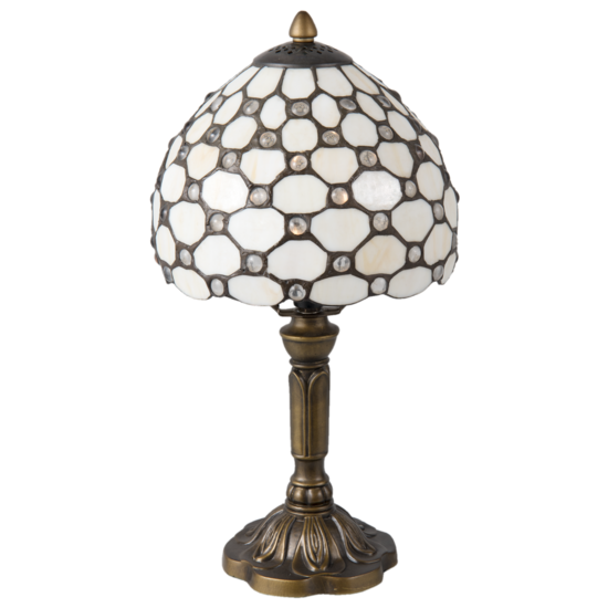 Clayre & Eef | Tiffany Tafellamp Wit, Bruin ø 21x38 cm E14/max 1x40W | 5LL-5879