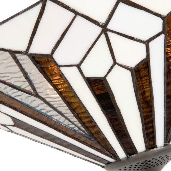 Clayre & Eef | Plafondlamp Tiffany Wit, Bruin ø 40x28 cm E14/max 2x40W | 5LL-5896