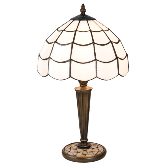 Clayre & Eef | Tiffany Tafellamp Wit, Bruin ø 25x43 cm E27/max 1x40W | 5LL-5936