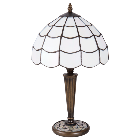 Clayre & Eef | Tiffany Tafellamp Wit, Bruin ø 25x43 cm E27/max 1x40W | 5LL-5936