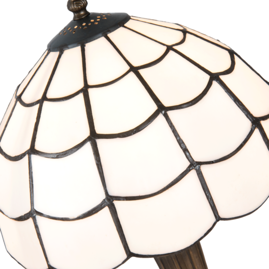 Clayre & Eef | Tiffany Tafellamp Wit, Bruin ø 25x43 cm E27/max 1x40W | 5LL-5936