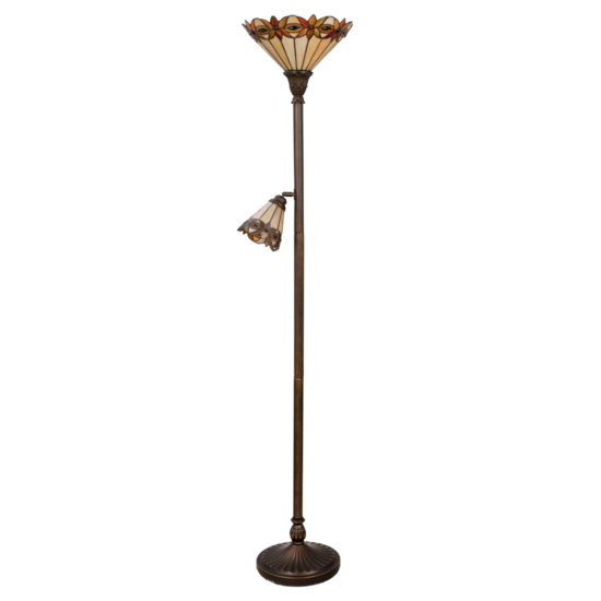 Clayre & Eef | Tiffany Vloerlamp Beige ø35/ ø14x176 cm E27/max2x60W E14/max 1x25W | 5LL-5718
