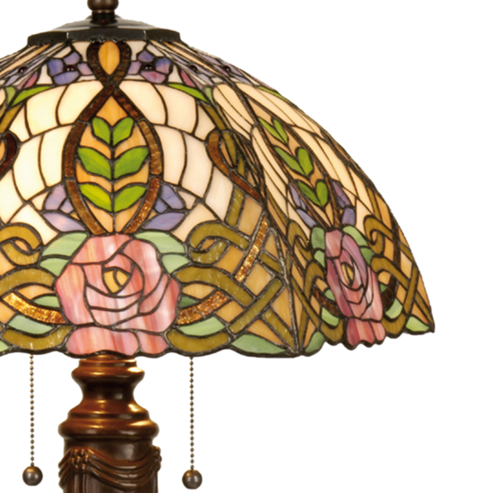 Clayre & Eef | Tiffany Tafellamp Groen, Roze ø 47x61 cm E27/max 2x60W | 5LL-5370